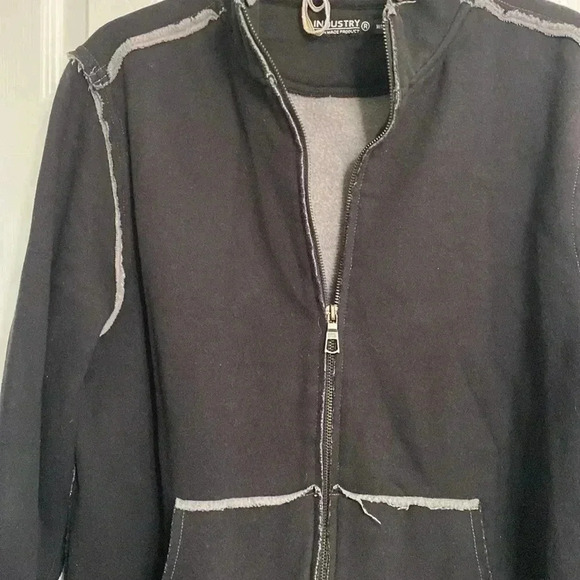 Industry zipper black & gray sweatshirt jacket - Picture 4 of 16